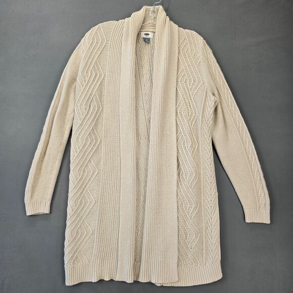 Old Navy Tan Cardigan Sweater Open Front Long Sleeves Ribbed Knit Womens Size S - Picture 1 of 11